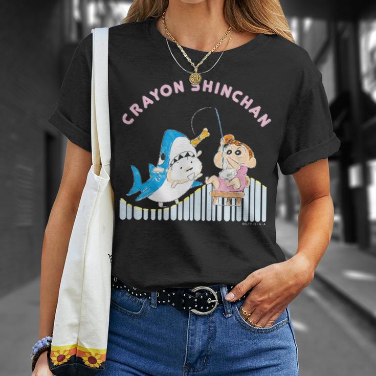 クレヨンしんちゃん ひまわりとシロ 釣りごっこ Tシャツ 彼女への贈り物