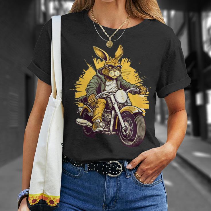 クールなウサギ オートバイライダー 野生の野ウサギバイカー Tシャツ 彼女への贈り物
