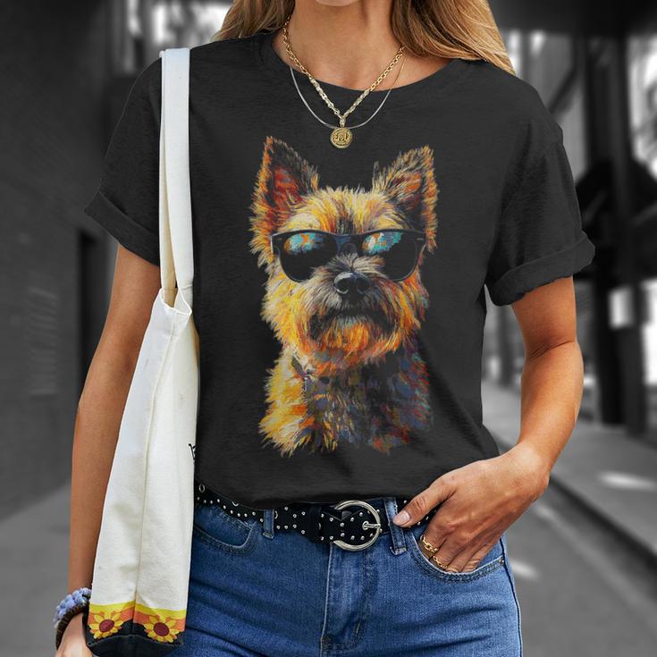 ケアンテリア 犬 ペット アートワーク サングラス ケアンテリア Tシャツ 彼女への贈り物