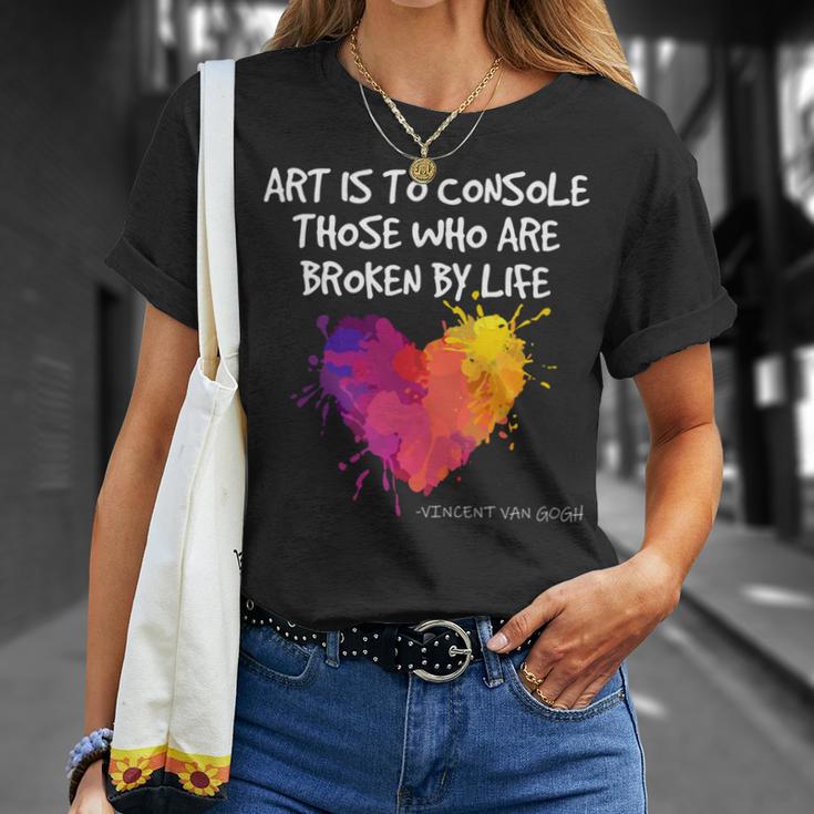 ゴッホ アート引用 ブロークンライフ アーティスト インスピレーション ハート バイブ 長袖tシャツ Tシャツ 彼女への贈り物