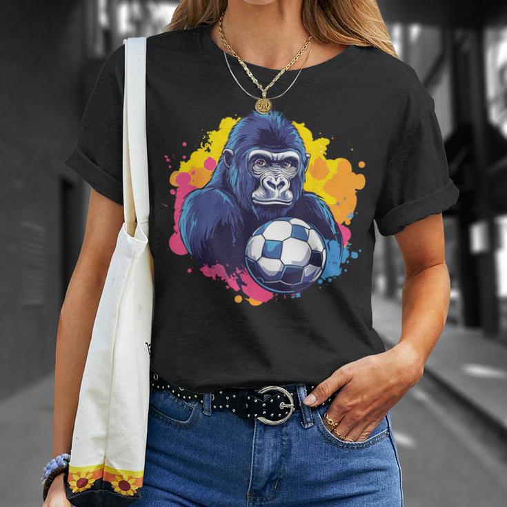 ゴリラ サッカーボール 鮮やかな色 Tシャツ 彼女への贈り物