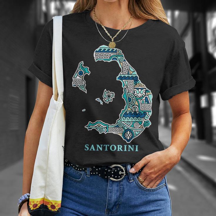 サントリーニ島 ギリシャ 地図 ギリシャ柄 旅行 休暇 Tシャツ 彼女への贈り物