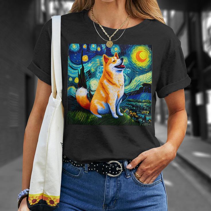 シバイヌ 面白いtシャツ 柴犬 犬 ゴッホ 星月夜 かわいい メンズ 子供 おもしろ 服 グッズ ネタ Tシャツ 彼女への贈り物