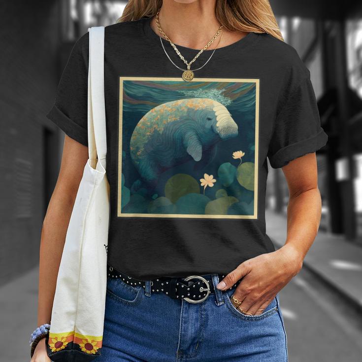 シュールレアリズム 日本画マナティー Tシャツ 彼女への贈り物