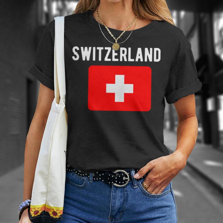 スイス国旗 スイス国地図フラッグ Tシャツ 彼女への贈り物