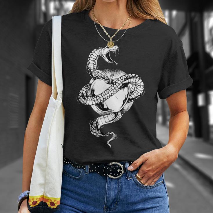 スネークラップアラウンドアップル タトゥーアート Tシャツ 彼女への贈り物