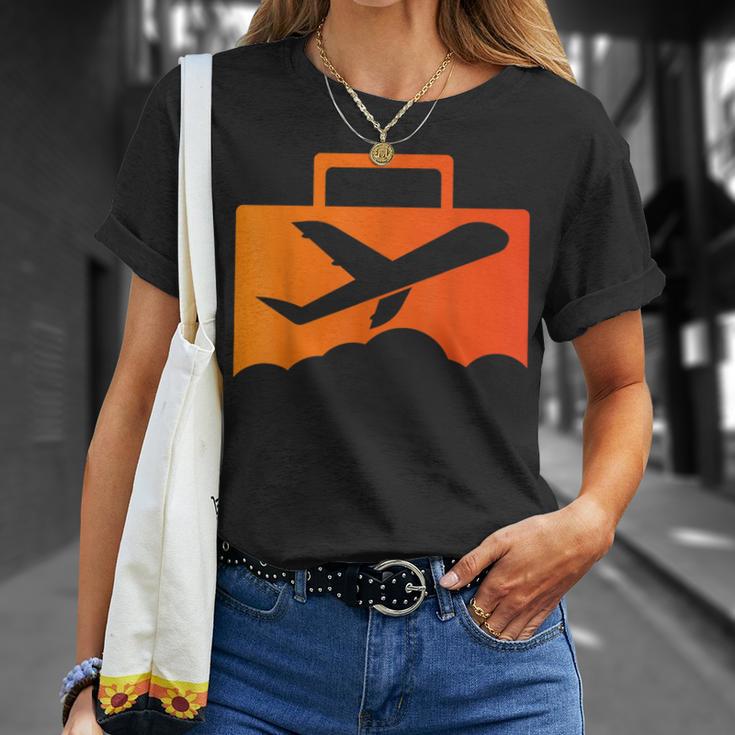 スーツケース航空の飛行機デザイン Tシャツ 彼女への贈り物