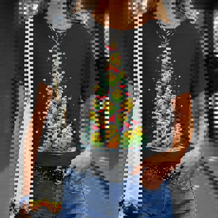 セキセイインコのクリスマス ツリー 面白いセキセイインコ ホリデー セキセイインコ Tシャツ 彼女への贈り物