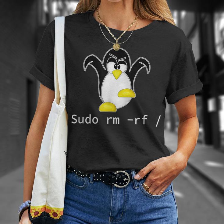 タックスlinuxペンギン須藤rm Rfコンピュータフリークハッカー Tシャツ 彼女への贈り物