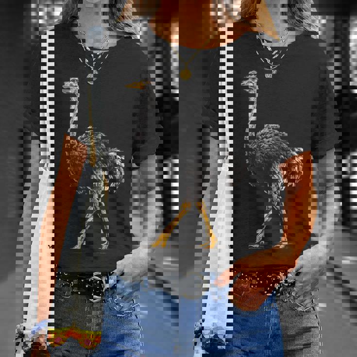 ダチョウ ポートレート 動物 モチーフ 描画 鳥 アート 長袖tシャツ Tシャツ 彼女への贈り物