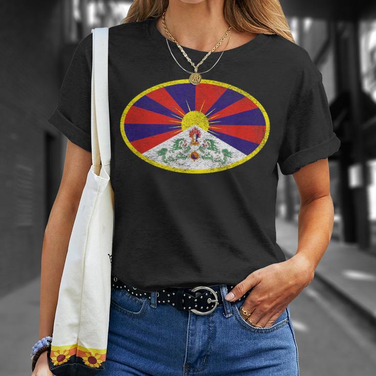 チベットの旗 楕円フリーチベット Tシャツ 彼女への贈り物