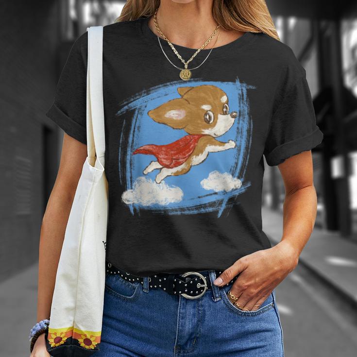 チワワ かわいい いぬ 子犬 ペット おもしろ 動物 スーパーヒーロー イラスト Tシャツ 彼女への贈り物