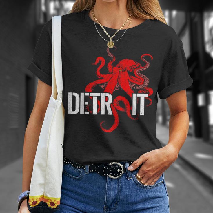 デトロイト ダウンタウン モーターシティ タコ クラーケン お土産 ホッケー Tシャツ 彼女への贈り物