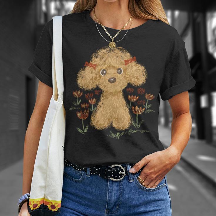 トイプードル かわいい いぬ 子犬 ペット おもしろ 動物 アート イラスト 長袖tシャツ Tシャツ 彼女への贈り物