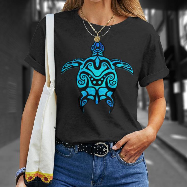 トライバル ハワイアン マオリ 太陽 ウミガメ 両面 Tシャツ 彼女への贈り物