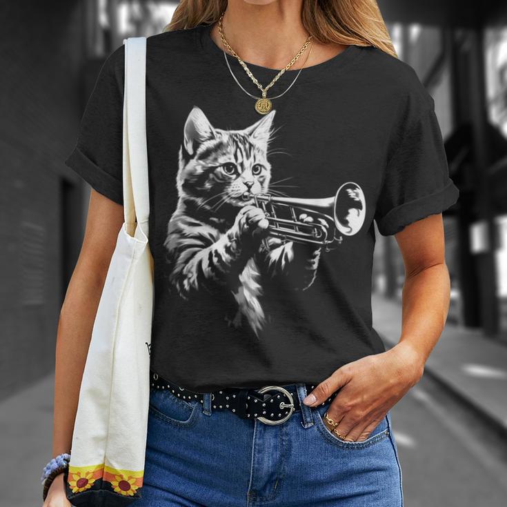 トランペットを奏でる猫 ヴィンテージ ジャズ ミュージシャン トランペッター Tシャツ 彼女への贈り物