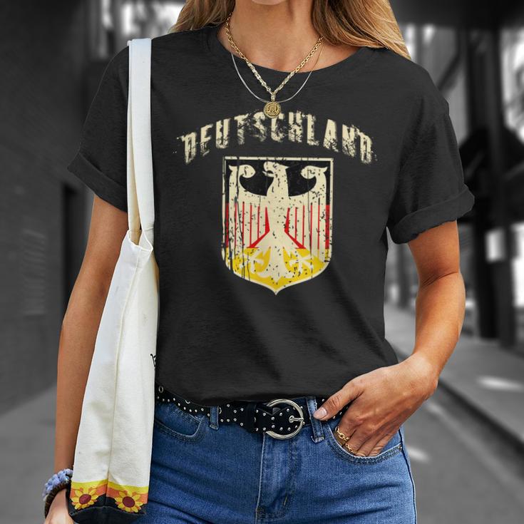 ドイツ ビンテージ フラッグ バナー 紋章 イーグル Tシャツ 彼女への贈り物