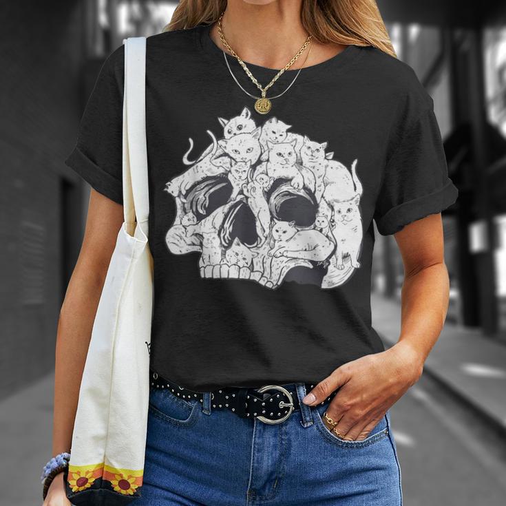 ドクロ 猫 面白い ハロウィン 漫画 子猫 Tシャツ 彼女への贈り物