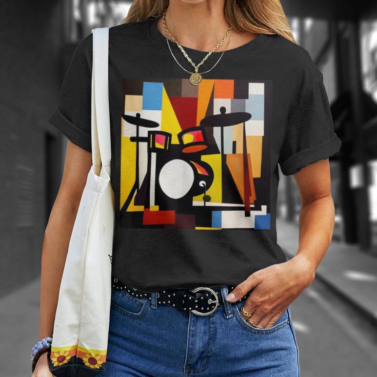 ドラムモチーフ カラフル シルエット 楽器 ドラマー Tシャツ 彼女への贈り物