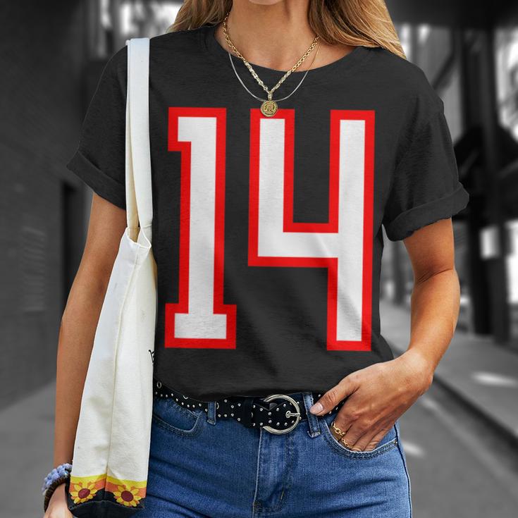 ナンバー 14 スポーツ ホワイト レッド ナンバー 14 Tシャツ 彼女への贈り物