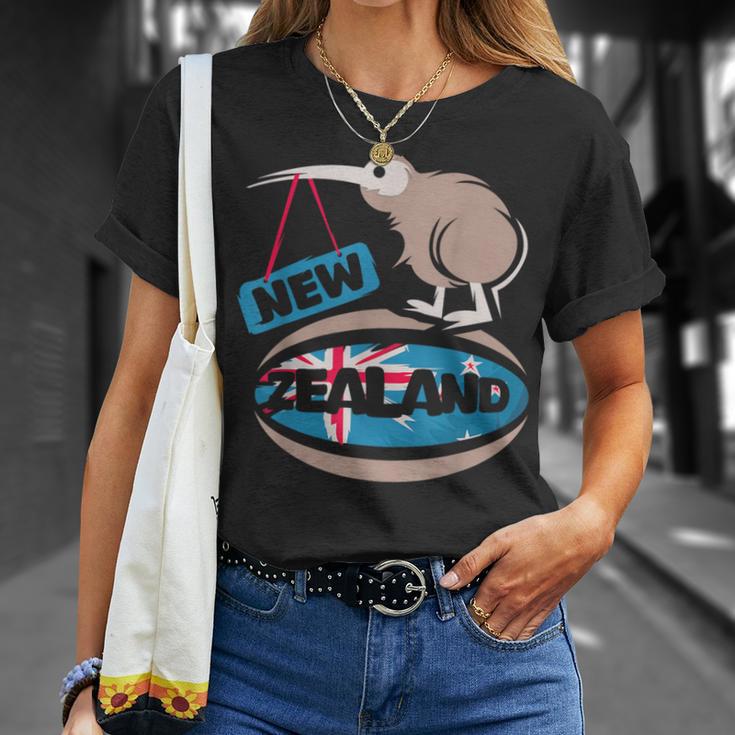 ニュージーランド キウイ ラグビー コミック イラスト 旗 シンボル Tシャツ 彼女への贈り物