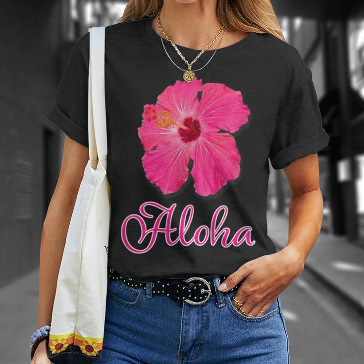 ハイビスカス Aloha アロハ《赤》（ハワイ・南国・フラダンス）夏 かわいい Tシャツ 彼女への贈り物