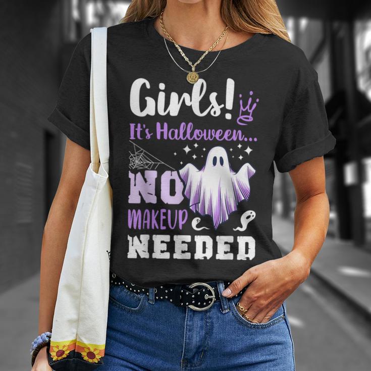 ハロウィンメイクのジョーク、女の子、面白い、英語で Tシャツ 彼女への贈り物