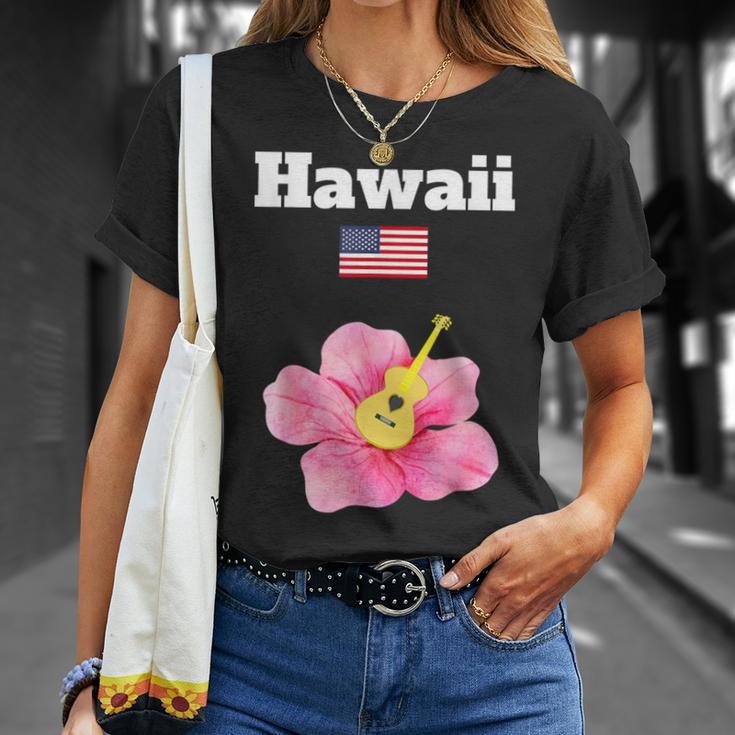 ハワイ お土産 ハイビスカス 花 トロピカル ティキ 音楽 アメリカ国旗 Tシャツ 彼女への贈り物