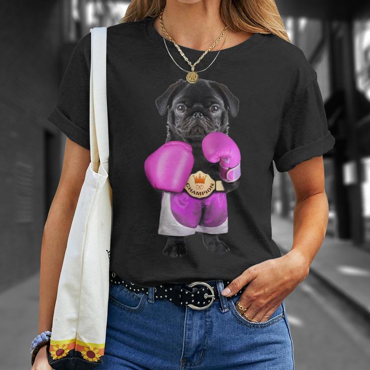 パグ犬ボクシング面白いフィットネスジムワークアウト Tシャツ 彼女への贈り物