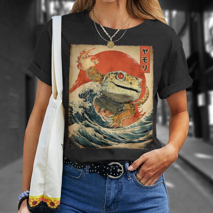 ヒョウ ヤモリ トカゲ 怪獣 怪獣 日本のビンテージポスター Tシャツ 彼女への贈り物