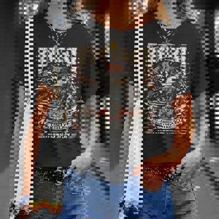 ビンテージ 1960 1960年生まれ 64歳の誕生日 バイクバイカー 長袖tシャツ Tシャツ 彼女への贈り物