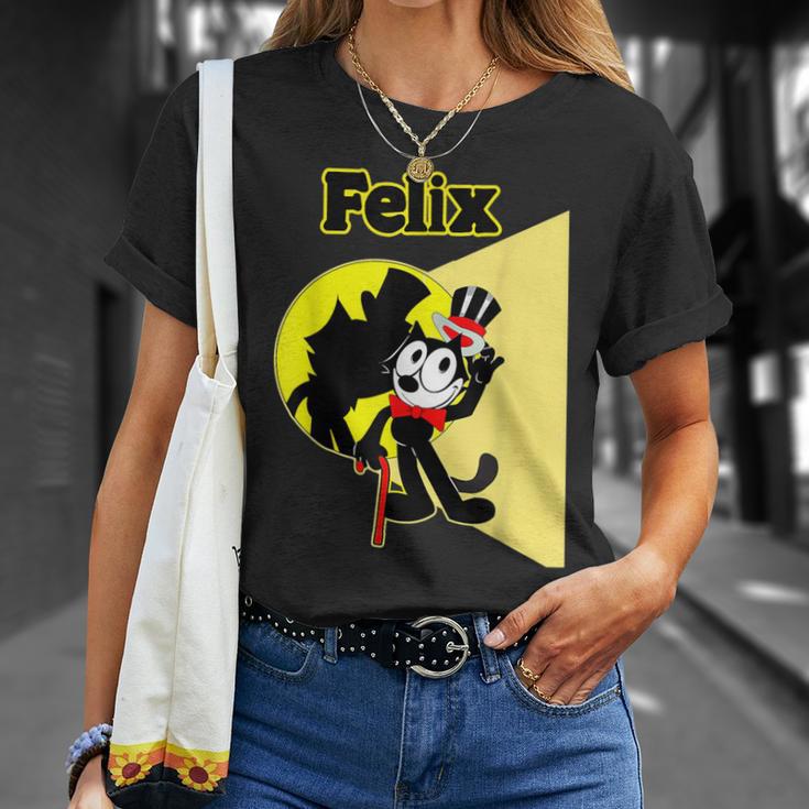 フェリックスブラックキャット漫画シルクハット＆ブロードウェイステージ＆スポットライト Tシャツ 彼女への贈り物