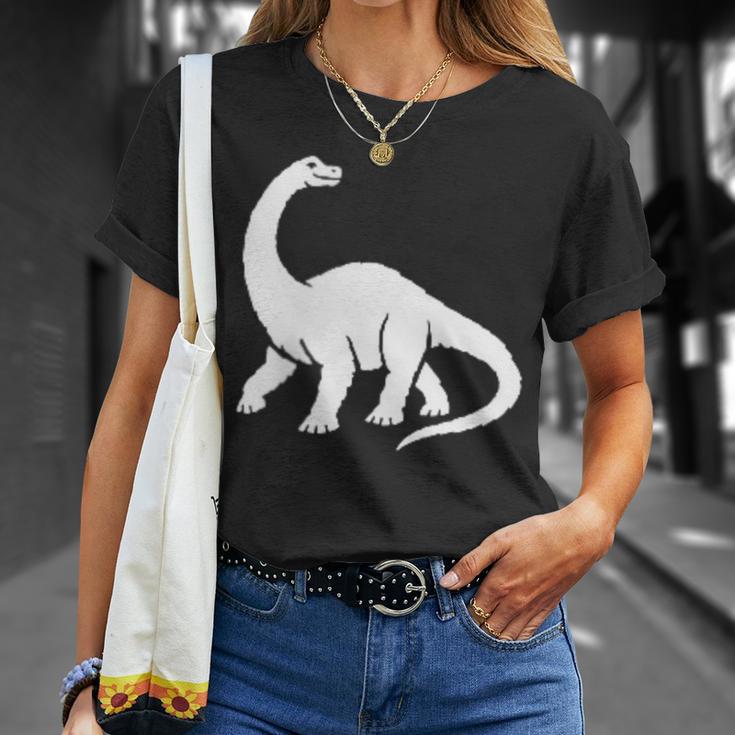 ブラキオサウルス ミニマリスト 恐竜 黒と白 Tシャツ 彼女への贈り物