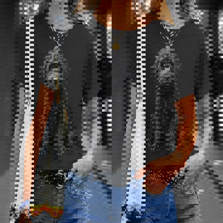 ブラックラブラドゥードル犬のアートデザイン。 長袖tシャツ Tシャツ 彼女への贈り物