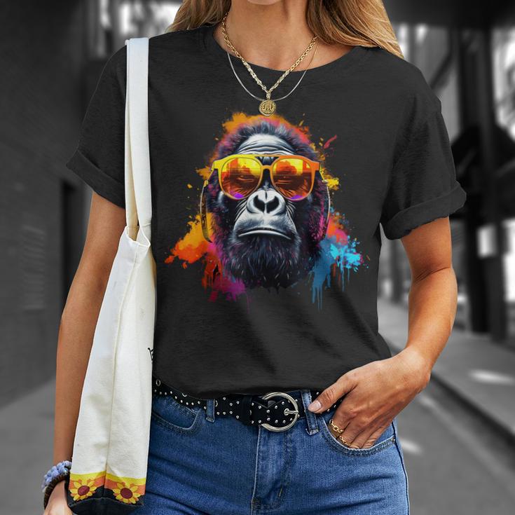 ヘッドフォンとサングラスをかけたdjモンキー音楽パーティーモンキー Tシャツ 彼女への贈り物