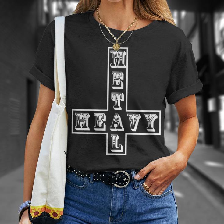 ヘビーメタル逆さま逆十字メタルヘッドサタン面白い Heavy Metal Inverted Crossatan Tシャツ 彼女への贈り物