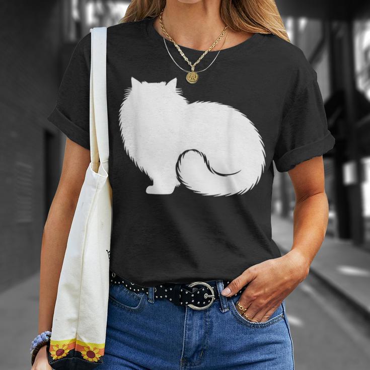 ペルシャ猫のふわふわした座り姿 Persian Cat Fluffyittingilhouette Tシャツ 彼女への贈り物