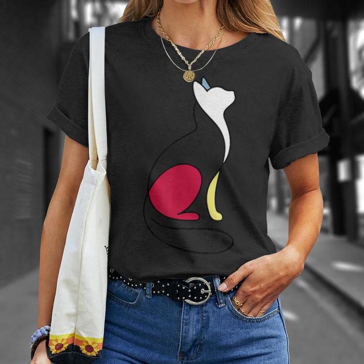 ミニマルラインアート ミロ風の猫 Tシャツ 彼女への贈り物
