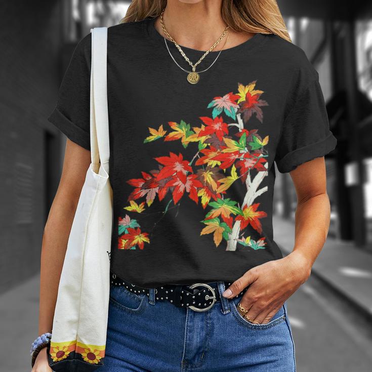 メープルの葉 秋 紅葉 日本美術 花の絵 花 日本画 新版画 Tシャツ 彼女への贈り物