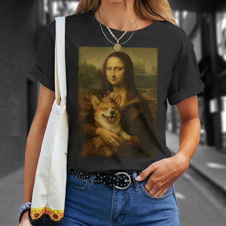 モナ・リサ・コーギー ロイヤル ペット ポートレート 傑作 Tシャツ 彼女への贈り物