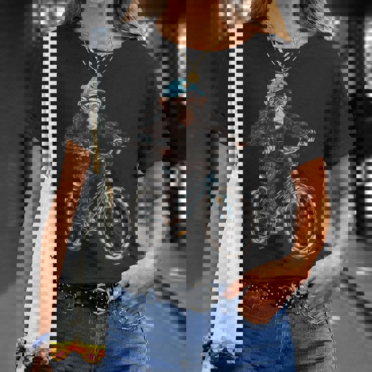 モンキー ライディング バイク ヴィンテージ 自転車 バイカー エイプ チンパンジー Tシャツ 彼女への贈り物