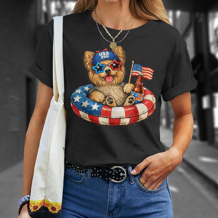 ヨークシャーテリア犬 2026年7月4日 愛国的なアメリカ国旗 Tシャツ 彼女への贈り物
