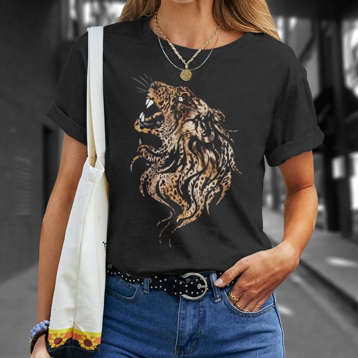 ライオンフェイス クールな動物園 動物 怖いライオンヘッド Tシャツ 彼女への贈り物
