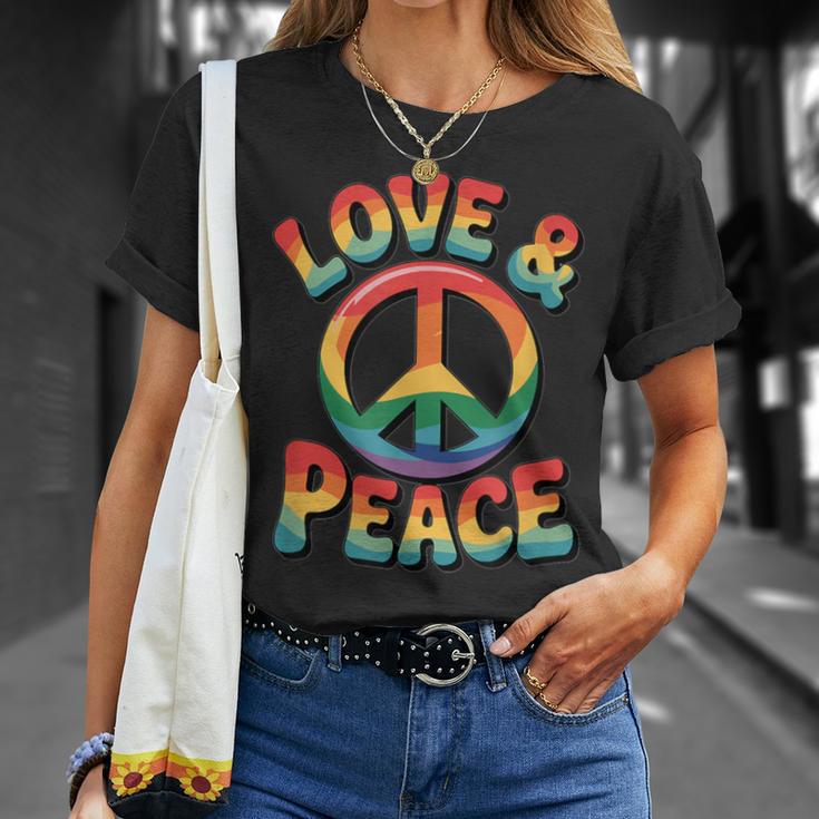 ラブピース 60年代 70年代 ヒッピー レインボー ラブピース Tシャツ 彼女への贈り物