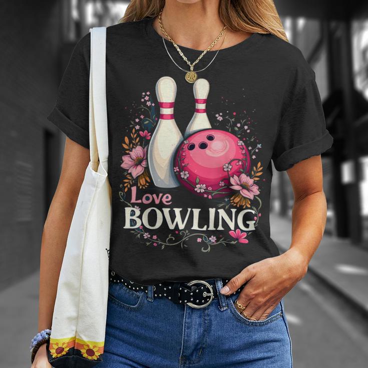 ラブボウリングピンクボール Tシャツ 彼女への贈り物