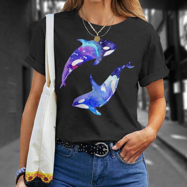 ラブリーなシャチのカップル陰陽スイムアートデザイン Tシャツ 彼女への贈り物