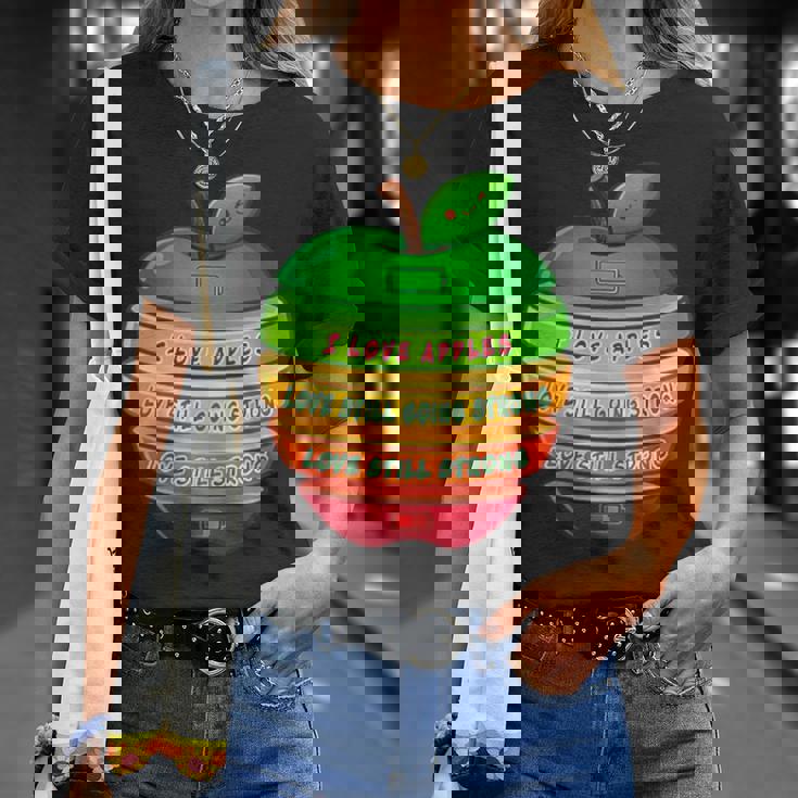 リンゴの力シリーズ リンゴのエネルギー リンゴ スライス 充電 バッテリー 残量 おもしろみ ユニーク Tシャツ 彼女への贈り物