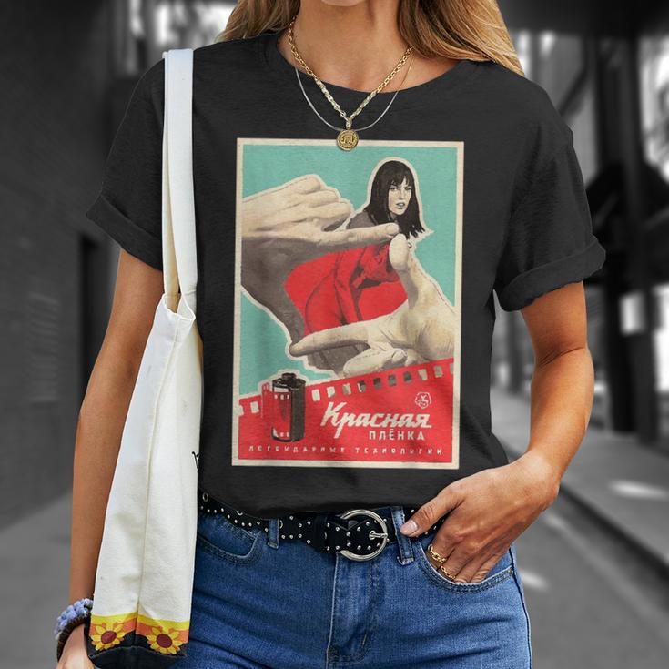 レッドカメラフィルムポスター 本物のソビエトアート Tシャツ 彼女への贈り物