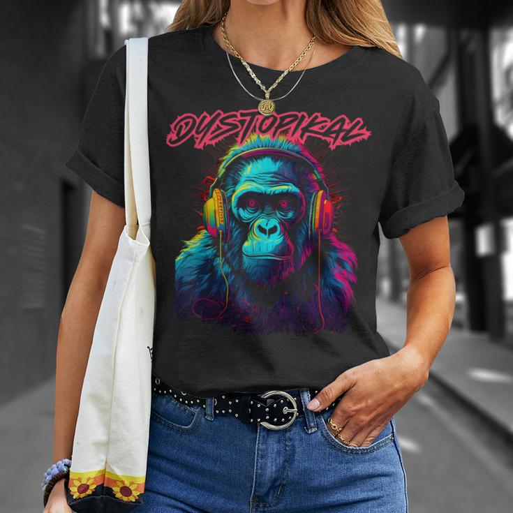 レトロなシンセウェーブパンクゴリラデザイン。 Tシャツ 彼女への贈り物