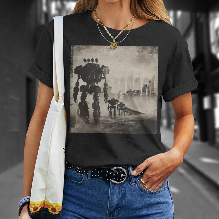 ロボットの行進、Sf、ロボット 長袖tシャツ Tシャツ 彼女への贈り物